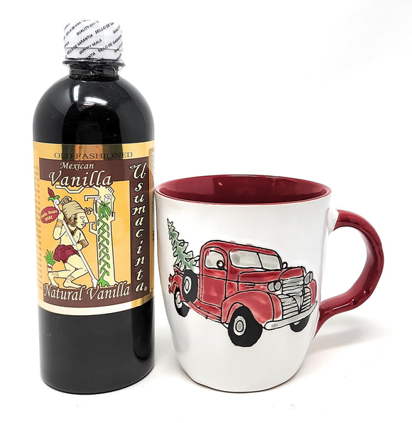 Usumacinta Pure Vanilla 16.8oz Amber and Vintage Red Truck Coffee Mug Christmas Gift Set